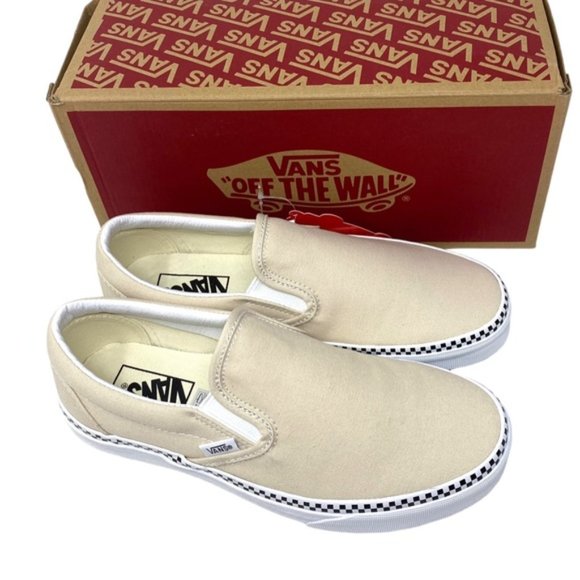 VANS Classic Slip On Checkboard Beige Canvas Women's Size Sneakers VN0A5AO8DJR - Picture 6 of 11